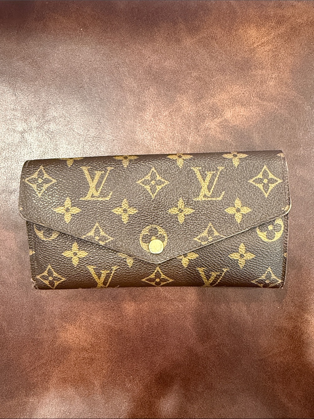 Louis Vuitton Monogram Canvas Envelope Wallet in Brown and Gold